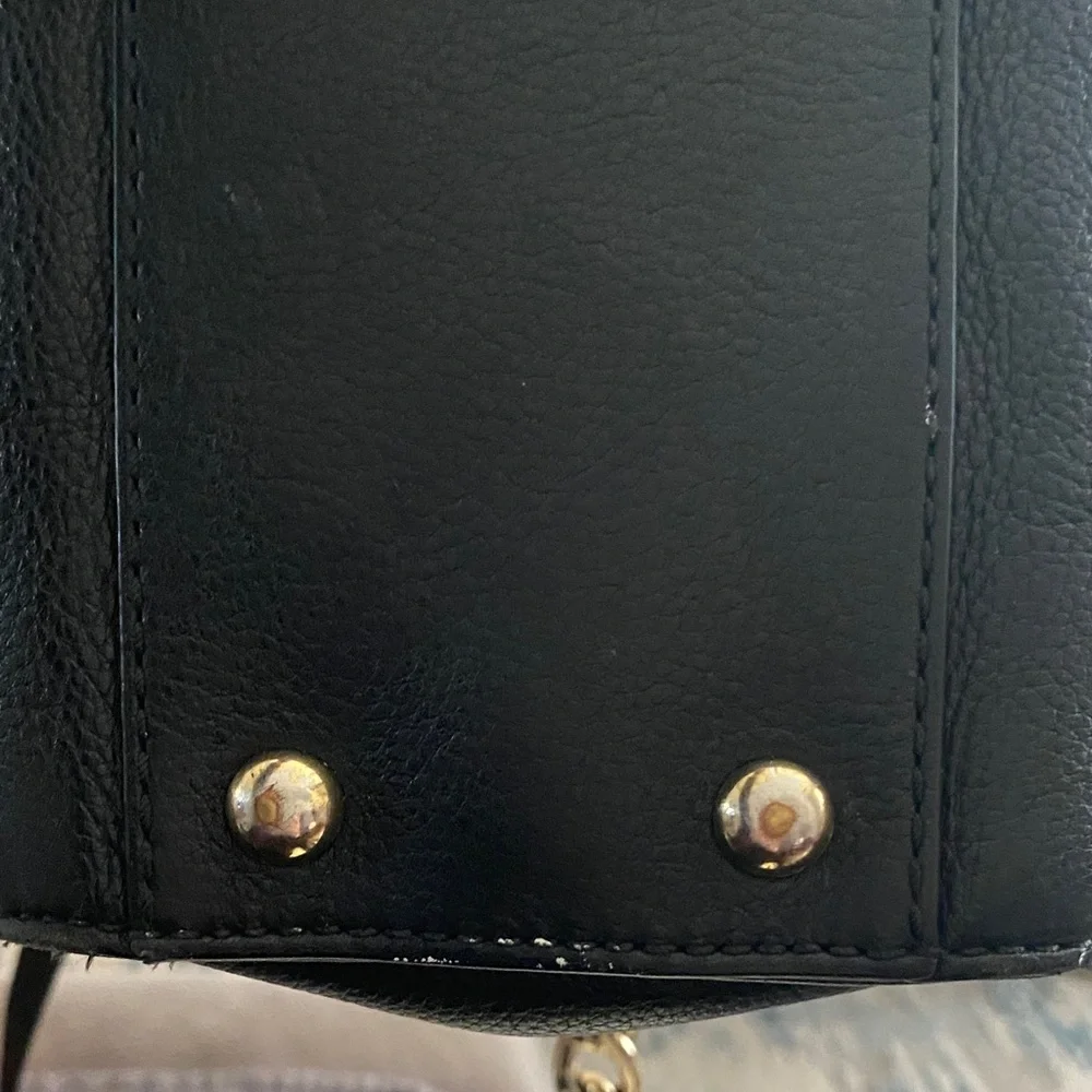 Michael Kors Black Leather Satchel with Gold Hardware